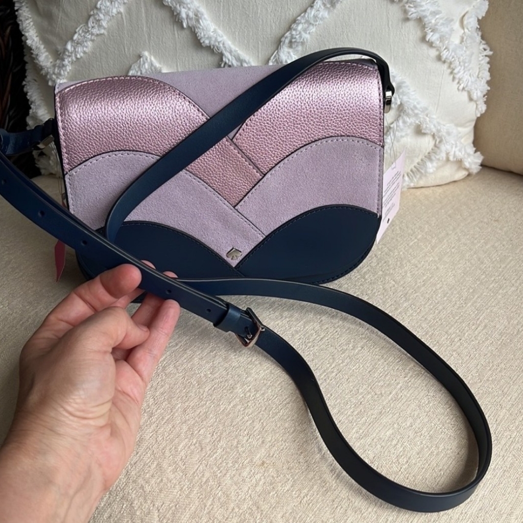 Kate Spade Nadine Patchwork Metallic + Suede Leather Medium Crossbody Bag
